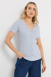 LTS Tall Women's Pale Blue Button T-Shirt | Long Tall Sally 3