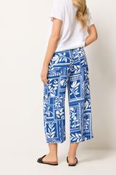 M&Co Blue Leaf Print Wide Leg Linen Culottes | M&Co 2