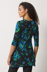 M&Co Black Floral Hanky Hem Top | M&Co 2