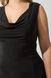 YOURS LONDON Plus Size Black Drape Front Midi Dress | Yours Clothing 4