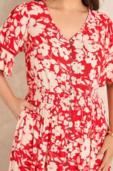EVANS Plus Size Red Floral Button Front Maxi Dress| Evans  5