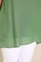 EVANS Plus Size Khaki Green Double Layer Vest Top | Evans 5