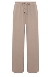 EVANS Curve Mocha Brown Tie Waist Wide Leg Trousers