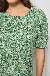 M&Co Green Ditsy Floral Puff Sleeve Top | M&Co 4