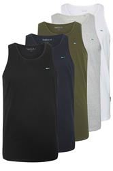 BadRhino Big & Tall 5 Pack Grey/Green/White/Navy/Black Extra Long Plain Vest Top | BadRhino 7