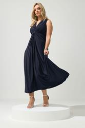 YOURS LONDON Plus Size Navy Blue Knot Detail Dress | Yours Clothing 1
