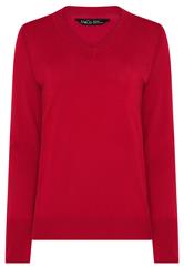 M&Co Pull à col en V rouge