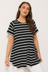 Yours Plus Size Black Stripe Ribbed Swing T-Shirt | Yours Clothing 3