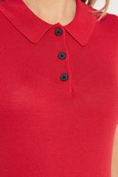 LTS Tall Women's Red Knitted Polo Top | Long Tall Sally 5