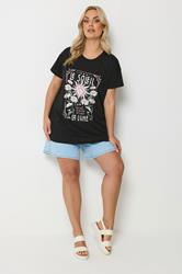 YOURS Plus Size Black 'Le Soleil' Graphic T-Shirt | Yours Clothing 2