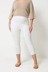 Plus Size White Cropped JENNY Jeggings | Yours Clothing  3
