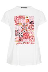 YOURS Curve White & Pink 'Lisbon Portugal' Graphic T-Shirt