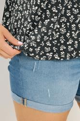 YOURS Plus Size Black Floral Elasticated Hem T-Shirt | Yours Clothing 5
