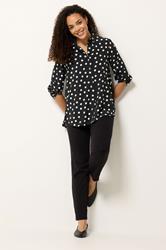 M&Co Black Polka Dot Tab Sleeve Shirt 1