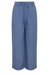 LTS Tall Blue Linen Cropped Wide Leg Trousers