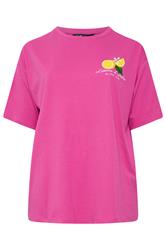 YOURS Curve Pink Lemon Back Print Graphic T-Shirt