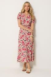 LTS Tall Women's Natural Brown & Pink Floral Cotton Maxi Dress | Long Tall Sally 1