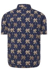 D555 Big & Tall Navy Blue Geometric Print Jacquard Shirt | BadRhino 4
