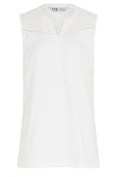 LTS Tall White Embroidered Cotton Vest