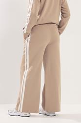 PixieGirl Petite Women's Set Natural Brown Stripe Cotton Sweatshirt & Wide Leg Joggers | PixieGirl 4