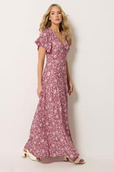 LTS Tall Women's Burgundy Red Paisley Wrap Maxi Dress | Long Tall Sally 1
