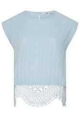 LTS Tall Women's Light Blue Crochet Hem Cotton Top | Long Tall Sally 6