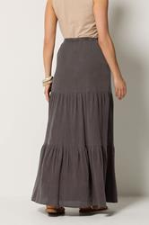 LTS Tall Women's Chocolate Brown Acid Wash Tiered Maxi Skirt | Long Tall Sally 2
