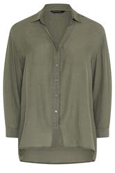 EVANS Plus Size Khaki Green Sheer Long Sleeve Shirt | Evans 5