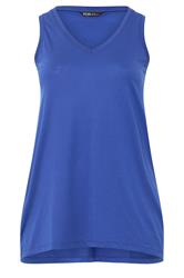 YOURS Kobaltblauwe basic mouwloze top met V-hals