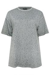 YOURS camiseta gris con estampado animal de tejido burnout