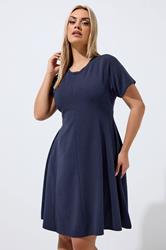 LIMITED COLLECTION Plus Size Navy Blue  Skater Pleat Dress | Yours Clothing 3