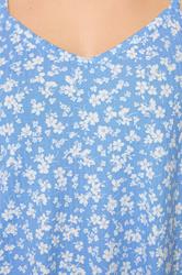 YOURS Plus Size Blue Ditsy Floral Ribbed Swing Vest Top | Yours Clothing 4