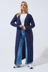 LIMITED COLLECTION Plus Size Navy Blue Ribbed Maxi Cardigan | Yours Clothing 3