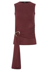 LTS Tall Burgundy Red Belted Buckle Top