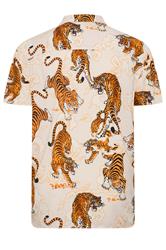 JACK & JONES Big & Tall Cream Tiger Print Resort Shirt | Badrhino 4