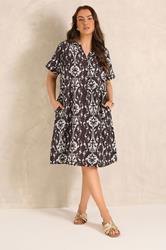EVANS Plus Size Chocolate Brown Abstract Print Midi Shift Dress | Evans  3