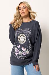 YOURS Curve Grey Celestial Graphic Print Sweatshirt | Yours Clothing  3