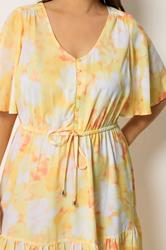 YOURS Plus Size Yellow Tiered Floral Dress | Yours Clothing 5