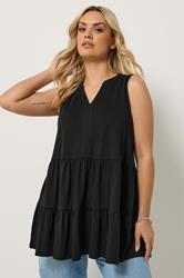 Yours Plus Size Black Tiered Vest Top | Yours Clothing 3