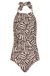 LTS Tall Women's Natural Brown Zebra Halterneck Swimsuit | Long Tall Sally 5