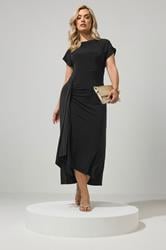 YOURS LONDON Plus Size Black Gather Detail Dress | Yours Clothing 3
