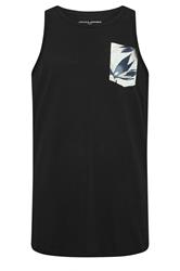 JACK & JONES Big & Tall Black Floral Pocket Vest | BadRhino 2