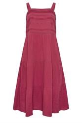 YOURS Curve Pink Cheesecloth Pleated Tiered Dress
