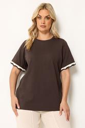YOURS Plus Size Burnt Metallic Crochet Trim T-Shirt | Yours Clothing 3