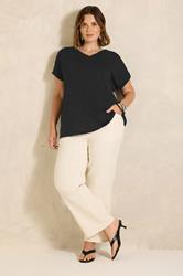EVANS Plus Size Black Button Shoulder T-Shirt | Evans 1