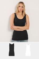 LTS 2 PACK Tall Women's Black & White Vest Tops | Long Tall Sally 3