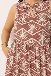 YOURS Plus Size Brown Abstract Tiered Dress | Yours Clothing 4