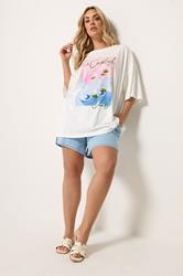 YOURS Plus Size Ivory White 'Le Cocktail' Boxy T-Shirt | Yours Clothing 1