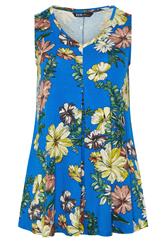 YOURS Curve Dark Blue Floral Pleat Vest Top