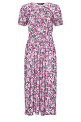 M&Co Petite Berry Purple Floral Short Sleeve Midi Dress | M&Co 5
